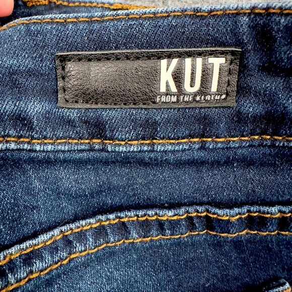 Kut from the Kloth Diana Skinny Jeans Womens Size 6 Dark Wash Black Leather Trim - Picture 4 of 12